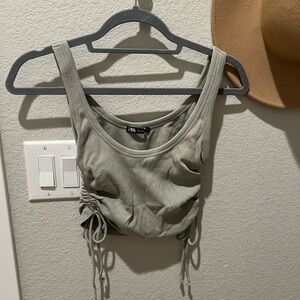 Zara Ruched Tank Top Size M in Sage Green